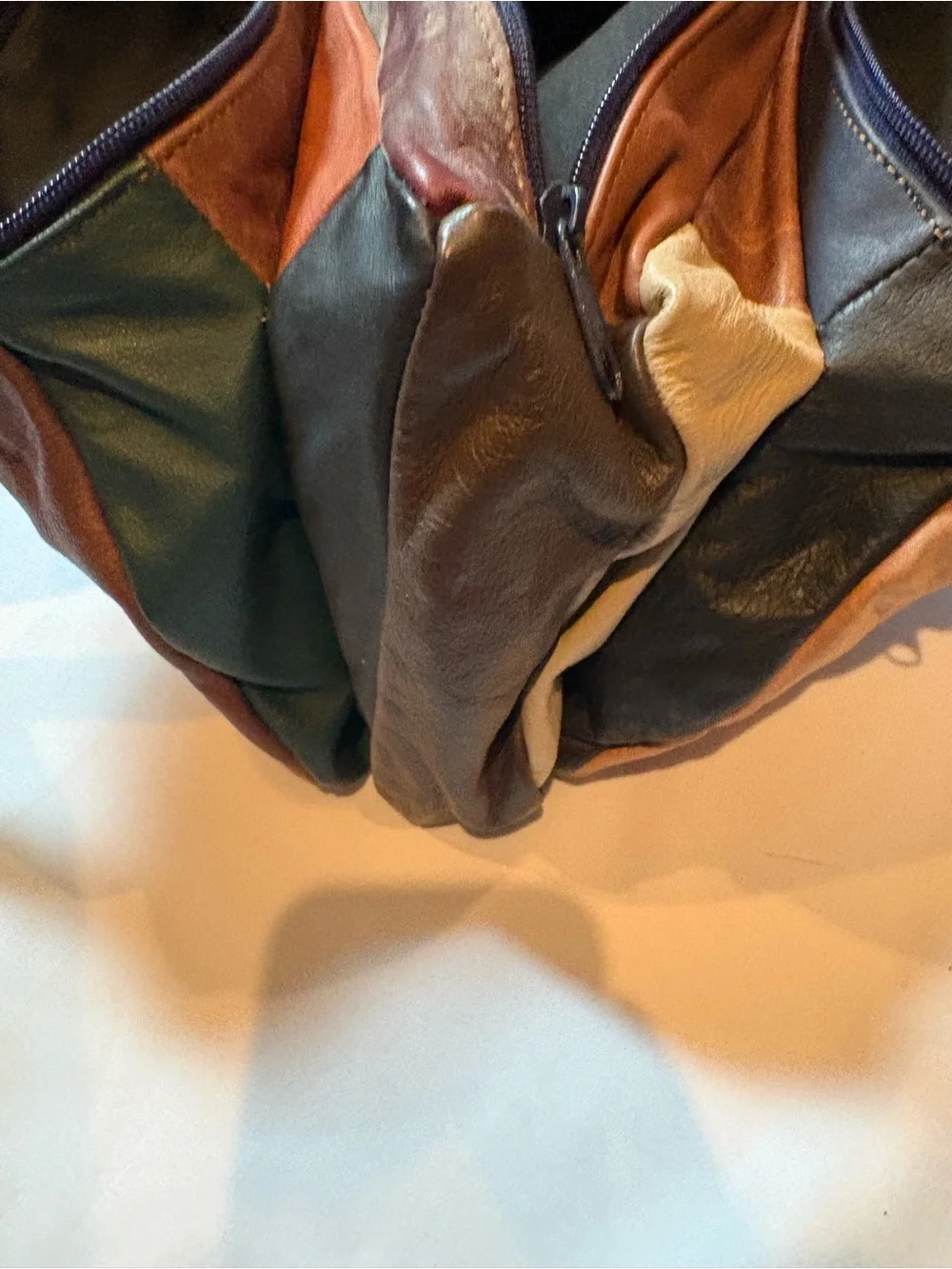 Patchwork Leather Crossbody Bag in Brown and Black